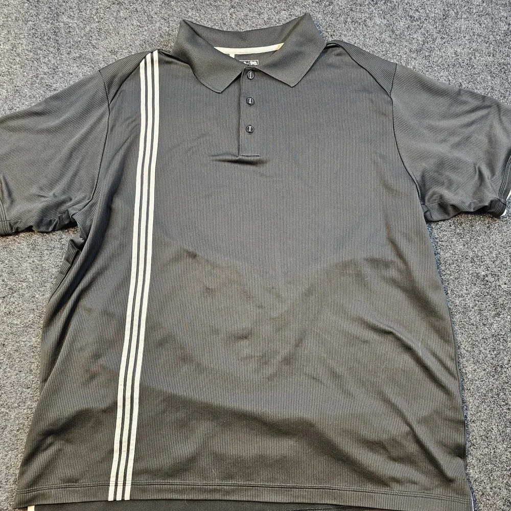 Adidas ClimaCool Golf Polo Shirt Men's XL Black Striped Performance Short Sleeve